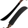 Condor Tools & Knife Golok Machete 14" Black Carbon Steel Blade W/ Walnut Handles And Leather Sheath