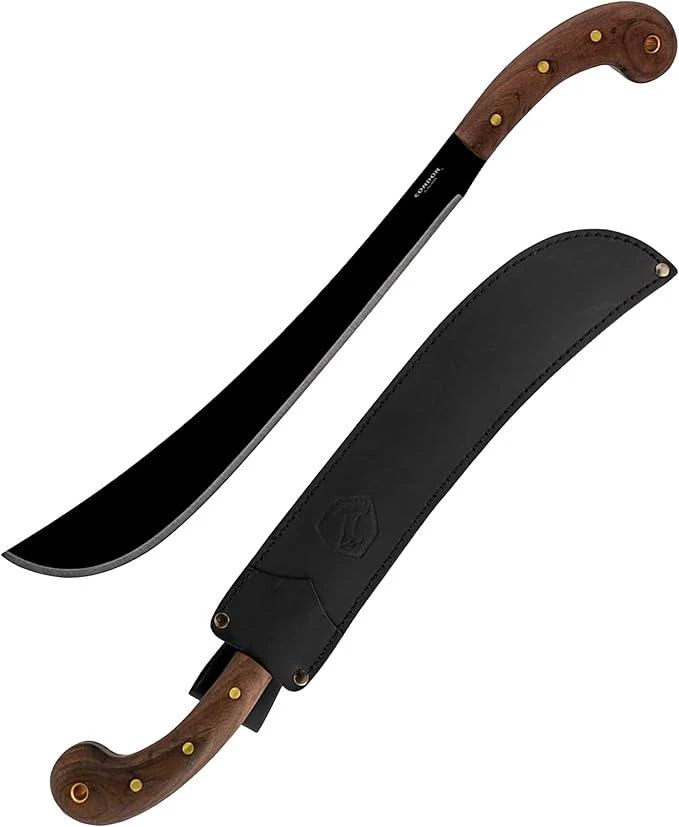 Condor Tools & Knife Golok Machete 14" Black Carbon Steel Blade W/ Walnut Handles And Leather Sheath 1 Condor Tools & Knife Golok Machete 14" Black Carbon Steel Blade W/ Walnut Handles And Leather Sheath