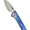Custom Chaves Scapegoat Street Frame Lock Folding Knife Heat Antropic Ti Handles (3.50" Bohler M390) (Blue Lightning)