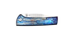 Custom Chaves Scapegoat Street Frame Lock Folding Knife Heat Antropic Ti Handles (3.50" Bohler M390) (Blue Lightning) -Helle Shop DSC01137