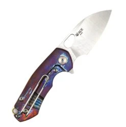 Custom GiantMouse ACE Riv Ti Framelock Heat Anodized Titanium Folding Knife -Helle Shop DSC01159