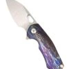 Custom GiantMouse ACE Riv Ti Framelock Single Side Heat Anodized Titanium Folding Knife