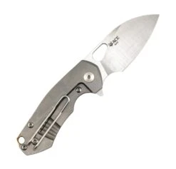 Custom GiantMouse ACE Riv Ti Framelock Single Side Heat Anodized Titanium Folding Knife -Helle Shop DSC01211