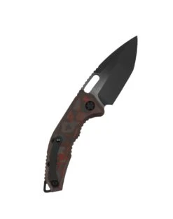 Heretic Knives Medusa Auto Folding Knife CPM-MagnaCut Black DLC Tanto Blade W/ Red Camo Carbon Handles -Helle Shop DSC01375