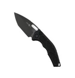 Heretic Knives Medusa Tactical Auto Folding Knife CPM-MagnaCut Black DLC Tanto Blade, Black Aluminum Handles With Black Traction Inlays