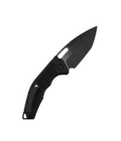 Heretic Knives Medusa Tactical Auto Folding Knife CPM-MagnaCut Black DLC Tanto Blade, Black Aluminum Handles With Black Traction Inlays -Helle Shop DSC01381