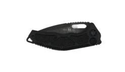 Heretic Knives Medusa Tactical Auto Folding Knife CPM-MagnaCut Black DLC Tanto Blade, Black Aluminum Handles With Black Traction Inlays -Helle Shop DSC01383