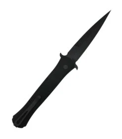 Pro-Tech 1921-LTD Large Don Automatic Knife 4.5" DLC Black Blade W/ Black Handle & Mother Of Pearl Button -Helle Shop DSC01673