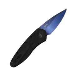 Pro-Tech 2937-SB Sprint AUTO Folding Knife 1.95" CPM-S35VN Sapphire Blue DLC Plain Blade W/ Black Milled Aluminum Handles & Abalone Button -Helle Shop DSC01709