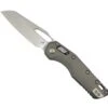 Microtech MSI RAM-LOK S/E Manual Folding Knife 3.88" M390MK Stonewashed Modified Sheepsfoot Plain Blade W/ Natural Clear Fluted Aluminum Handles - 210-10FLNC