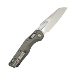 Microtech MSI RAM-LOK S/E Manual Folding Knife 3.88" M390MK Stonewashed Modified Sheepsfoot Plain Blade W/ Natural Clear Fluted Aluminum Handles - 210-10FLNC -Helle Shop DSC01733
