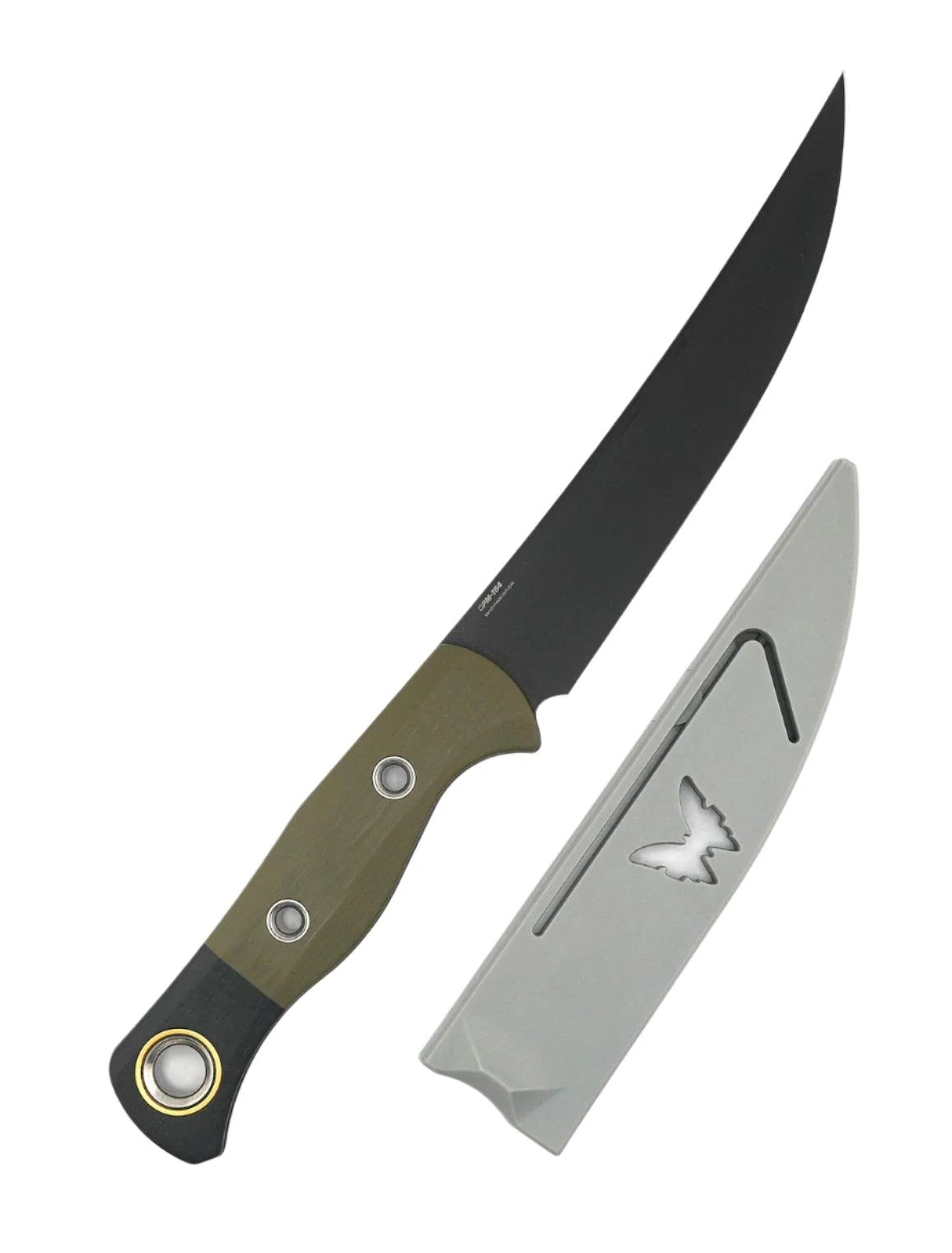 Benchmade 4050BK-01 Meatcrafter Kitchen Fixed Blade 6.08" CPM-154 Black DLC Trailing Point Blade W/ Bolstered OD Green And Black G10 Handles 2 Benchmade 4050BK-01 Meatcrafter Kitchen Fixed Blade 6.08" CPM-154 Black DLC Trailing Point Blade W/ Bolstered OD Green And Black G10 Handles - Image 2