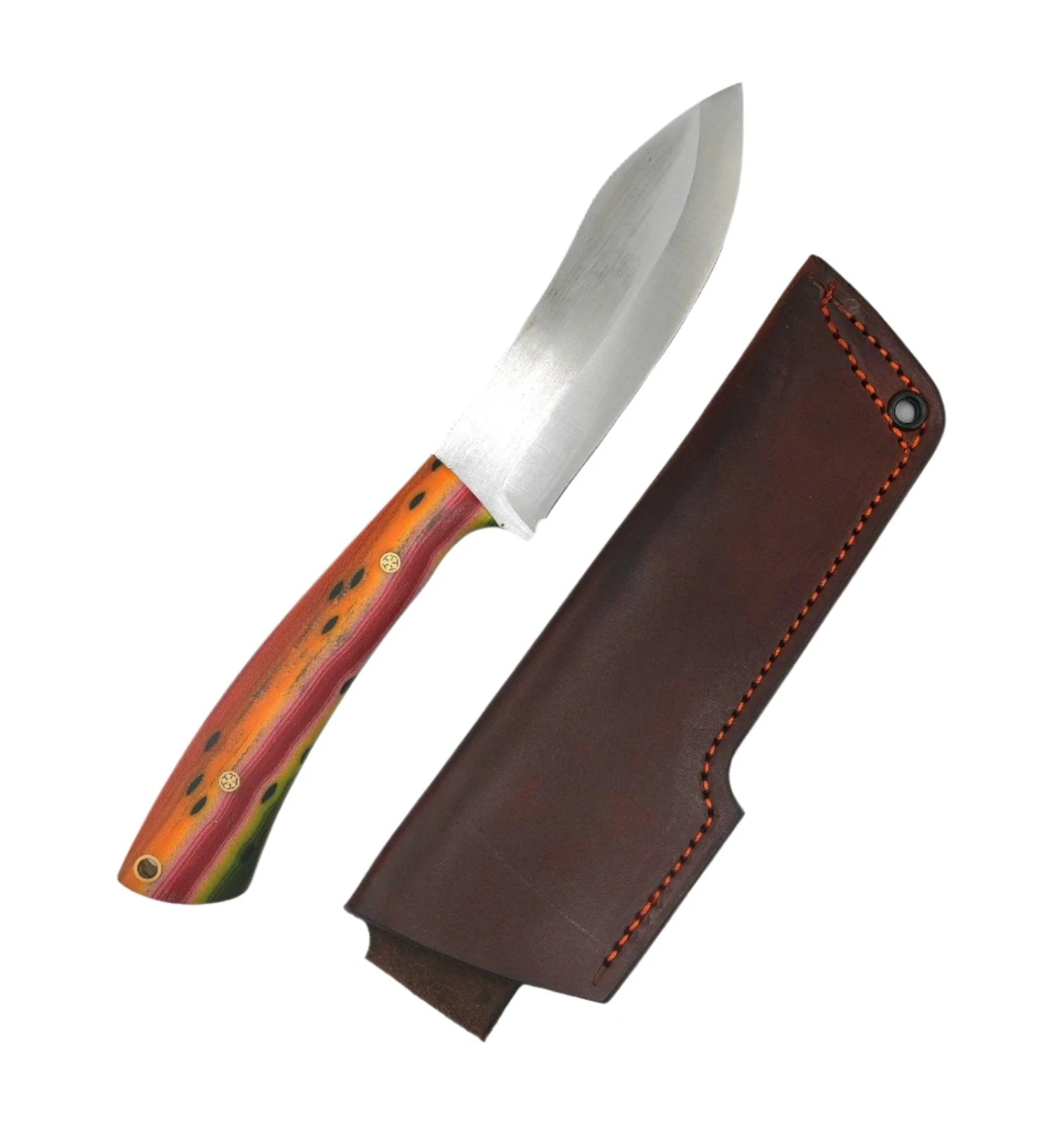 CUR Custom Nessmuk Bushcraft Fixed Blade With Rainbow Trout Handle Mosaic Pins (USA) 2 CUR Custom Nessmuk Bushcraft Fixed Blade With Rainbow Trout Handle Mosaic Pins (USA) - Image 2