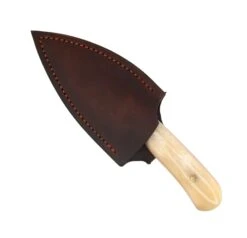 CUR Custom Shrike EDC Fixed Blade Knife 3.25" Oiled Camel Bone Red Liners Mosaic Pins -Helle Shop DSC02164