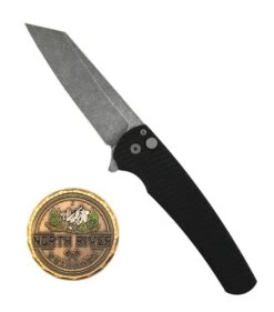 Pro-Tech Malibu Flipper Black Dragon Scale Handles Acid Washed Magnacut Reverse Tanto