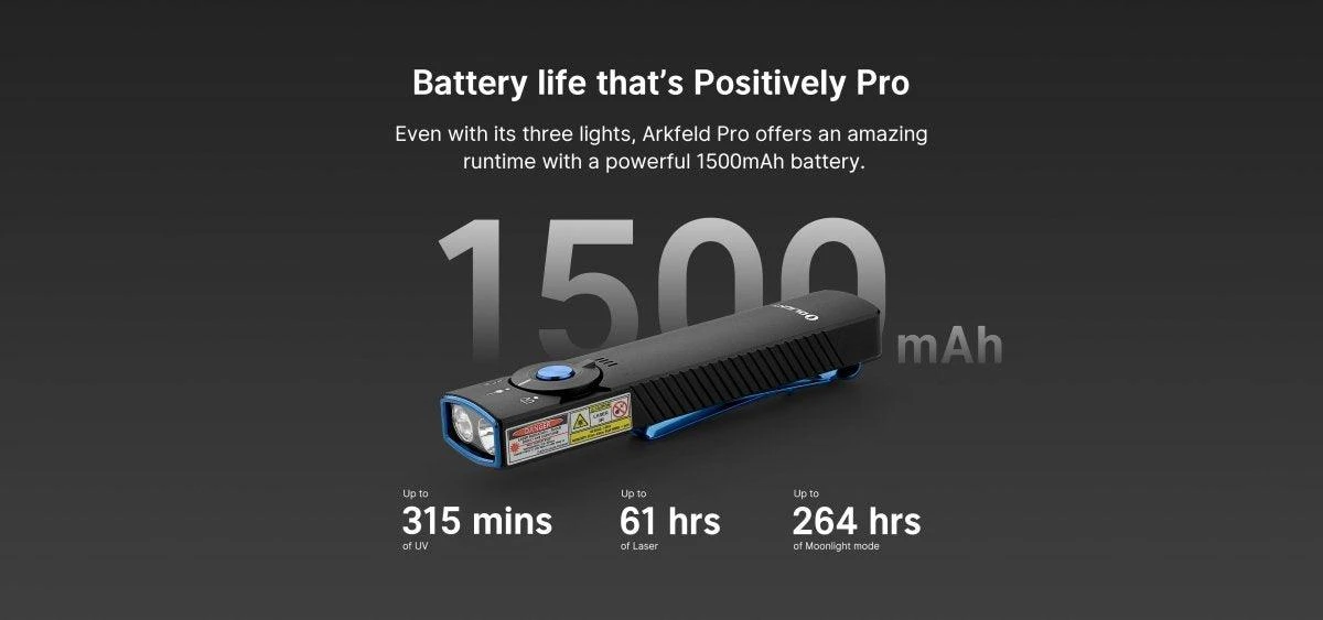 Olight Arkfeld Pro Flashlight With LED Light, UV And Laser Flashlight 1300 Max Lumens 16 Olight Arkfeld Pro Flashlight With LED Light, UV And Laser Flashlight 1300 Max Lumens - Image 16