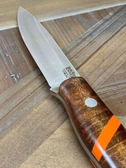 Bark River Aurora 3V Dark Curly Maple - Orange Spacer (USA) -Helle Shop bark river knives bark river aurora 3v dark curly maple orange spacer usa 41989655953620