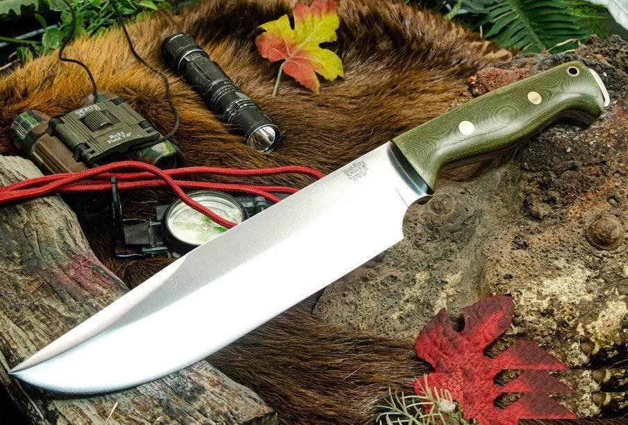 Bark River Bravo Crusader 3V Green Micarta - Orange Liners - Brass Pins (USA) 1 Bark River Bravo Crusader 3V Green Micarta - Orange Liners - Brass Pins (USA)