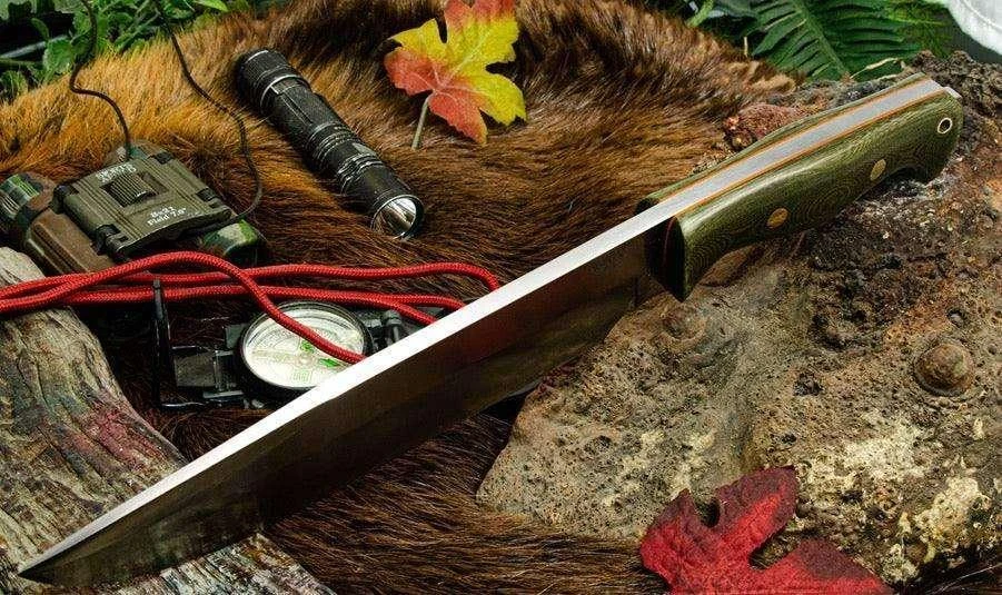 Bark River Bravo Crusader 3V Green Micarta - Orange Liners - Brass Pins (USA) 2 Bark River Bravo Crusader 3V Green Micarta - Orange Liners - Brass Pins (USA) - Image 2