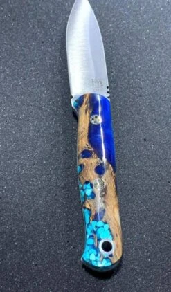 Bark River Bushcraft Scout Knife MagnaCut Blue Cholla Cactus Turquoise White Liners Mosaic Pins (USA) -Helle Shop bark river knives bark river bushcraft scout knife magnacut blue cholla cactus turquoise white liners mosaic pins usa 41989656314068
