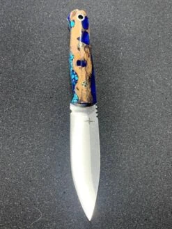 Bark River Bushcraft Scout Knife MagnaCut Blue Cholla Cactus Turquoise White Liners Mosaic Pins (USA) -Helle Shop bark river knives bark river bushcraft scout knife magnacut blue cholla cactus turquoise white liners mosaic pins usa 41989656346836
