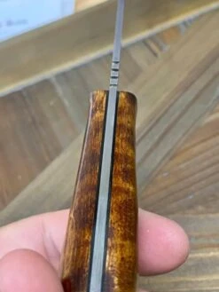 Bark River Bushcraft Scout Knife MagnaCut Dark Curly Maple Brass Mosaic Pins (USA) -Helle Shop bark river knives bark river bushcraft scout knife magnacut dark curly maple brass mosaic pins usa 41989656477908