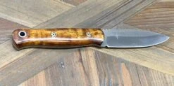 Bark River Bushcraft Scout Knife MagnaCut Dark Curly Maple Brass Mosaic Pins (USA) -Helle Shop bark river knives bark river bushcraft scout knife magnacut dark curly maple brass mosaic pins usa 41989656543444
