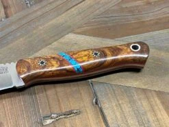 Bark River Bushcraft Scout Knife MagnaCut Desert Ironwood Burl Turquoise Spacer Mosaic Pins (USA) -Helle Shop bark river knives bark river bushcraft scout knife magnacut desert ironwood burl turquoise spacer mosaic pins usa 41989658181844