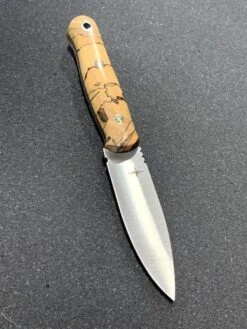 Bark River Bushcraft Scout Knife MagnaCut Natural Spalted Maple Burl Handles Black Liners Mosaic Pins (USA) -Helle Shop bark river knives bark river bushcraft scout knife magnacut natural spalted maple burl handles black liners mosaic pins usa 41989656182996