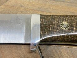 Bark River Classic Drop Point Hunter Knife S45VN OD Green Burlap Micarta Toxic Green Liners Mosaic Pins -Helle Shop bark river knives bark river classic drop point hunter knife s45vn od green burlap micarta toxic green liners mosaic pins 41989659820244