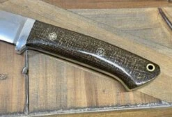 Bark River Classic Drop Point Hunter Knife S45VN OD Green Burlap Micarta Toxic Green Liners Mosaic Pins -Helle Shop bark river knives bark river classic drop point hunter knife s45vn od green burlap micarta toxic green liners mosaic pins 41989659885780