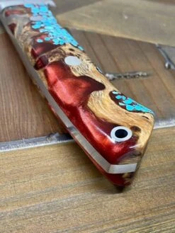 Bark River Classic Drop Point Hunter Knife S45VN Red Cholla Cactus With Turquoise -Helle Shop bark river knives bark river classic drop point hunter knife s45vn red cholla cactus with turquoise 41989660147924