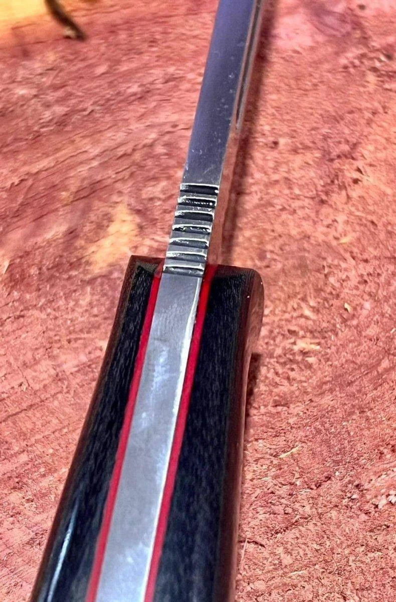 Bark River Cub 3V Black Linen Micarta Knife Red Liners Mosaic Pins (USA) 3 Bark River Cub 3V Black Linen Micarta Knife Red Liners Mosaic Pins (USA) - Image 3