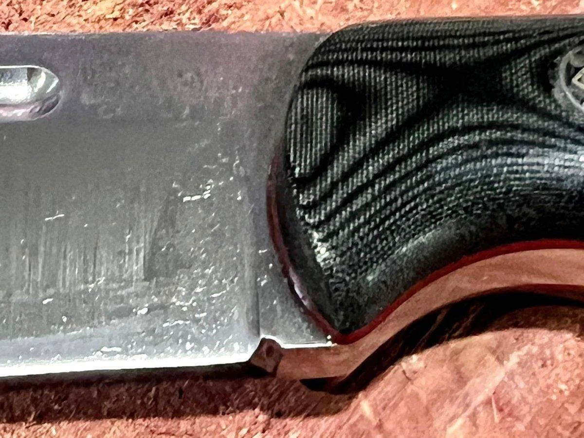 Bark River Cub 3V Black Linen Micarta Knife Red Liners Mosaic Pins (USA) 5 Bark River Cub 3V Black Linen Micarta Knife Red Liners Mosaic Pins (USA) - Image 5