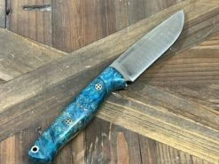 Bark River Fox River EXT-1 MagnaCut Aqua Blue Maple Burl Mosaic Pins (USA) -Helle Shop bark river knives bark river fox river ext 1 magnacut aqua blue maple burl mosaic pins usa 41989665063124