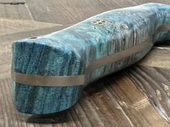 Bark River Fox River EXT-1 MagnaCut Aqua Blue Maple Burl Mosaic Pins (USA) -Helle Shop bark river knives bark river fox river ext 1 magnacut aqua blue maple burl mosaic pins usa 41989665095892