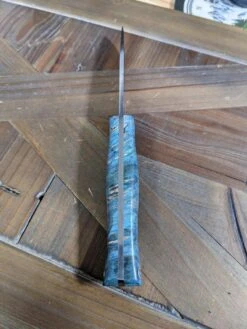 Bark River Fox River EXT-1 MagnaCut Aqua Blue Maple Burl Mosaic Pins (USA) -Helle Shop bark river knives bark river fox river ext 1 magnacut aqua blue maple burl mosaic pins usa 41989665161428