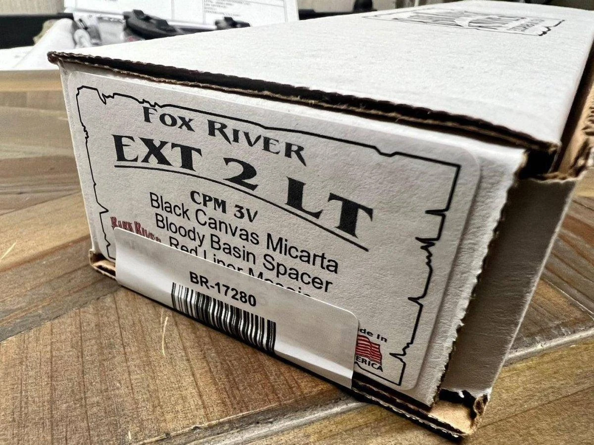 Bark River Fox River EXT-2 LT 3V Black Canvas Micarta Bloody Basin Spacer Red Liners Mosaic Pins (USA) 10 Bark River Fox River EXT-2 LT 3V Black Canvas Micarta Bloody Basin Spacer Red Liners Mosaic Pins (USA) - Image 10