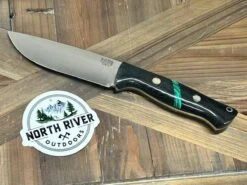 Bark River Fox River EXT-2 LT 3V Black Canvas Micarta Malachite Spacer Mosaic Pins (USA)