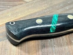 Bark River Fox River EXT-2 LT 3V Black Canvas Micarta Malachite Spacer Mosaic Pins (USA) -Helle Shop bark river knives bark river fox river ext 2 lt 3v black canvas micarta malachite spacer mosaic pins usa 41989666865364