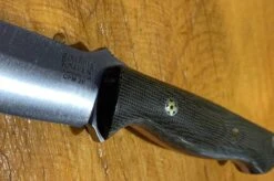 Bark River Gunny CPM 3V Knife W/ Green Canvas Micarta - Red Liners - Mosaic Pins -Helle Shop bark river knives bark river gunny cpm 3v knife w green canvas micarta red liners mosaic pins 41989675450580