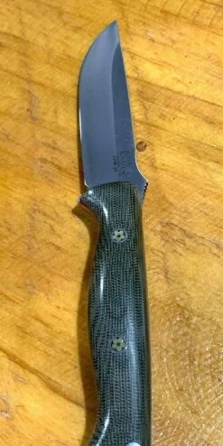 Bark River Gunny CPM 3V Knife W/ Green Canvas Micarta - Red Liners - Mosaic Pins -Helle Shop bark river knives bark river gunny cpm 3v knife w green canvas micarta red liners mosaic pins 41989675516116