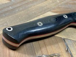 Bark River Gunny Scandi CPM 3V Black Linen Micarta, Red Liners, Mosaic Pins -Helle Shop bark river knives bark river gunny scandi cpm 3v black linen micarta red liners mosaic pins 41989676073172