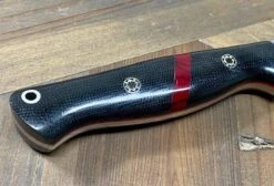 Bark River Gunny Scandi CPM 3V Black Micarta, Bloody Basin Spacer, Red Liners, Mosaic Pins -Helle Shop bark river knives bark river gunny scandi cpm 3v black micarta bloody basin spacer red liners mosaic pins 41989676859604