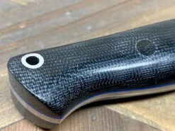 Bark River Gunny Scandi CPM 3V Black Micarta, Blue Liners, Black Pins -Helle Shop bark river knives bark river gunny scandi cpm 3v black micarta blue liners black pins 41989674926292