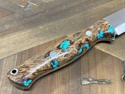 Bark River Gunny Scandi CPM 3V Cholla Cactus With Turquoise - White Liners -Helle Shop bark river knives bark river gunny scandi cpm 3v cholla cactus with turquoise white liners 41989679349972