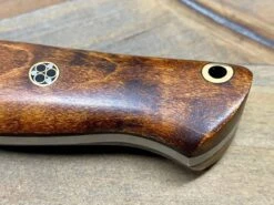 Bark River Gunny Scandi CPM 3V Dark Curly Maple, Black Liners, Mosaic Pins -Helle Shop bark river knives bark river gunny scandi cpm 3v dark curly maple black liners mosaic pins 41989674598612