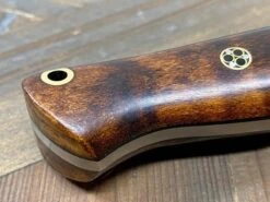 Bark River Gunny Scandi CPM 3V Dark Curly Maple, Black Liners, Mosaic Pins -Helle Shop bark river knives bark river gunny scandi cpm 3v dark curly maple black liners mosaic pins 41989674664148