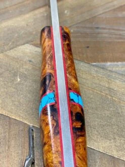 Bark River Gunny Scandi CPM 3V Desert Ironwood Burl, Turquoise Spacer, Red Liners, Mosaic Pins 11 Bark River Gunny Scandi CPM 3V Desert Ironwood Burl, Turquoise Spacer, Red Liners, Mosaic Pins -Helle Shop bark river knives bark river gunny scandi cpm 3v desert ironwood burl turquoise spacer red liners mosaic pins 41989675909332