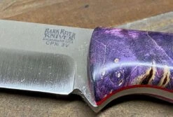 Bark River Gunny Scandi CPM 3V Galaxy Maple Burl, Red Liner, Mosiac Pins -Helle Shop bark river knives bark river gunny scandi cpm 3v galaxy maple burl red liner mosiac pins 41989677088980